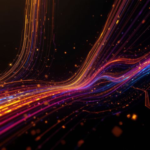 A colorful ray of lines in the dark background
